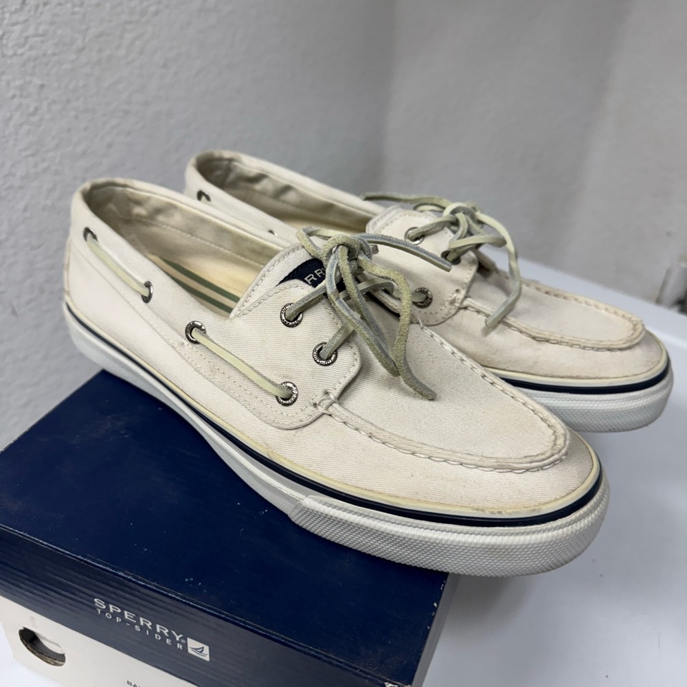 Sperry Men's Bahama White Boat Shoes (Size 9.5)